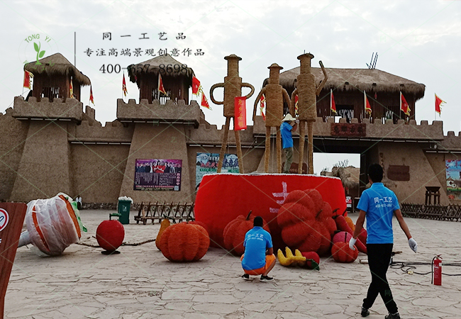 稻草工藝品立體組合造型