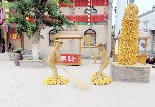 稻草工藝品人物勞作造型