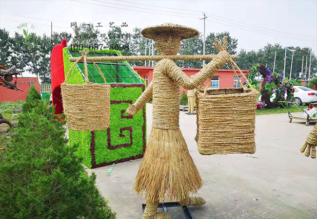 稻草工藝品挑擔造型