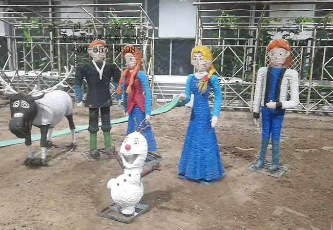 稻草工藝品冰雪奇緣組合造型